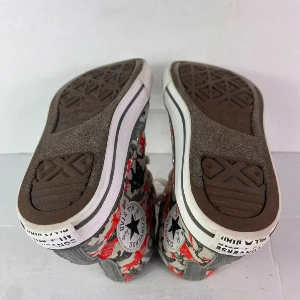 Converse Sneaker kid Sz2 Chuck Taylor All Star HI Poppy Glow Dinosaurs 671598F